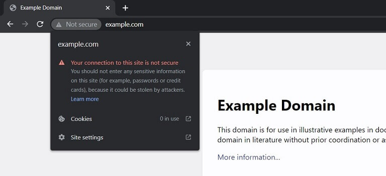 Google Chrome displaying alert for non-https sites