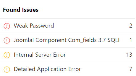 Found issues for a Joomla! Component